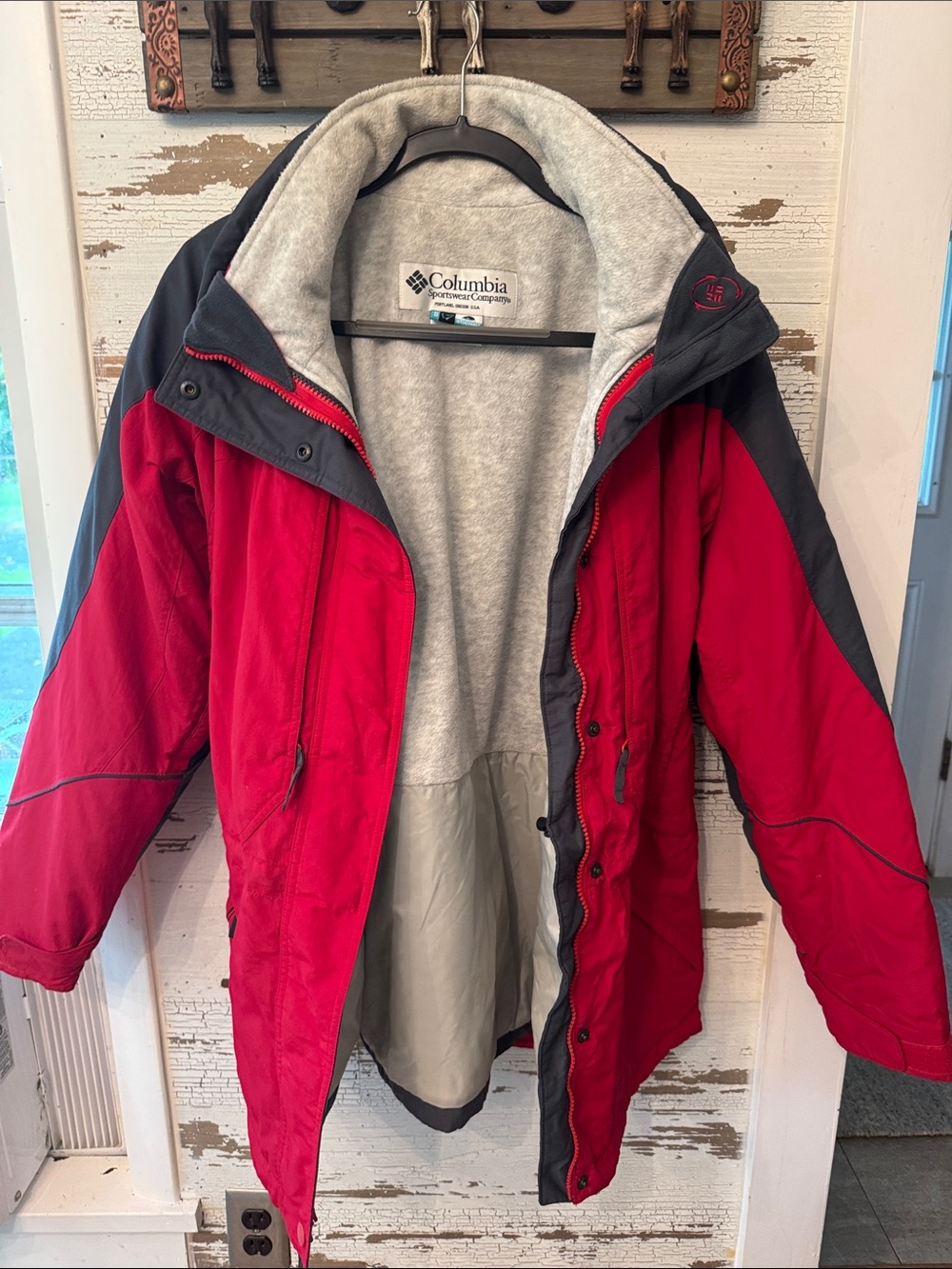 Columbia Red and Gray Women's Puffer Coat